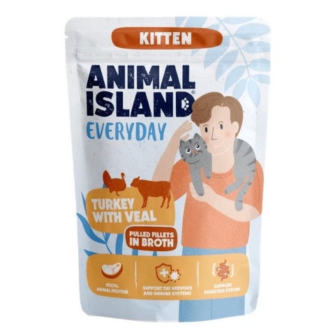 Animal Island Everyday Fileciki dla Kociąt Indyk z Cielęciną w Rosole 85g
