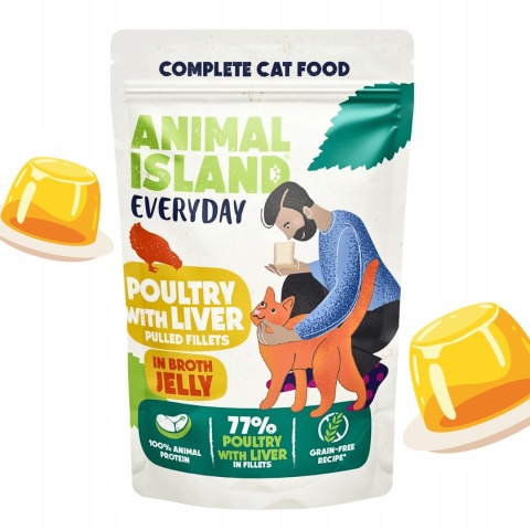 Animal Island Everyday Fileciki z Drobiem i Wątróbką w Galaretce z Rosołu dla Kota 85g