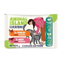Animal Island Everyday Mix Pasztet 4 × 100g – zestaw pełnoporcjowych karm mokrych dla kota