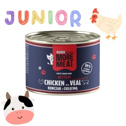 BUBAlicious More Meat Kitten Kurczak z Cielęciną pełnoporcjowa karma mokra dla kociąt 185g