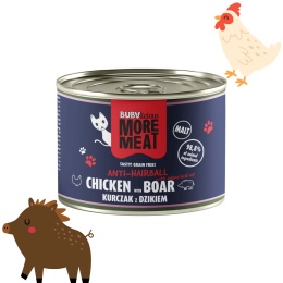 BUBAlicious More Meat Anti-Hairball Kurczak z Dzikiem pełnoporcjowa karma mokra dla kota 185g