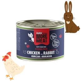 BUBAlicious More Meat Sterilised Kurczak z Królikiem pełnoporcjowa karma mokra dla kota 185g