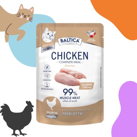 Baltica Kurczak - pełnoporcjowa monoproteinowa karma mokra dla kota saszetka 100g