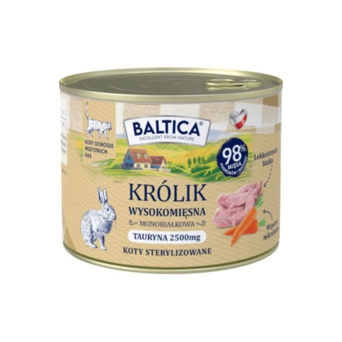 Baltica Smaki Regionów MONO Królik monobiałkowa karma mokra dla kota 185g