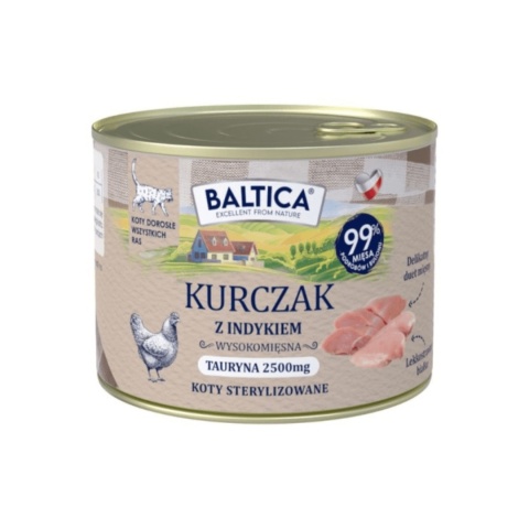 Baltica Smaki Regionów Kurczak z Indykiem duobiałkowa karma mokra dla kota 185g