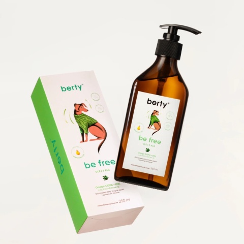 Berty Be Free - olej Omega-3 DHA z mikroalg dla kota 250ml, alternatywa dla oleju rybnego