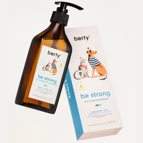 Berty Be Strong 250ml - olej Omega-3 z dzikich sardynek, sardeli i makreli dla kota, bogaty w EPA i DHA