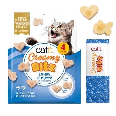 Catit Creamy Bitz Łosoś z Krewetkami miękkie przysmaki dla kota 4 × 12g