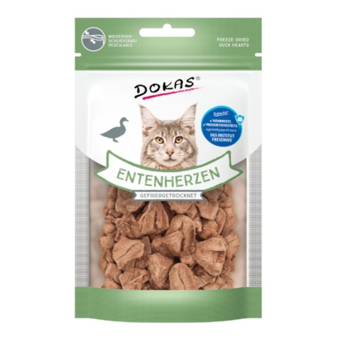DOKAS Liofilizowane Serca Kacze 15 g – naturalny przysmak dla kota