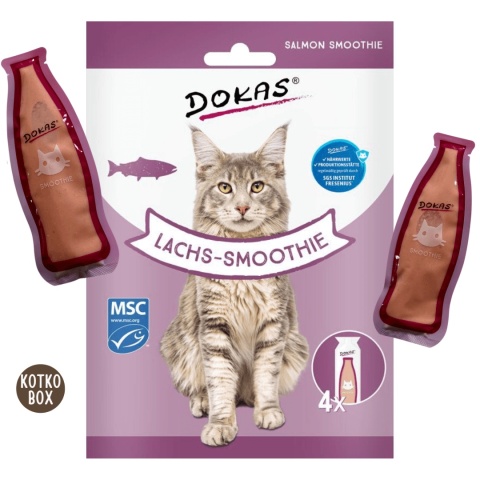 DOKAS Smoothie Łosoś 4x30g kremowa przekąska dla kota z filetem z łososia