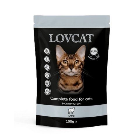 LOVCAT Pure Jagnięcina 100 g – pełnoporcjowa karma mokra dla kota