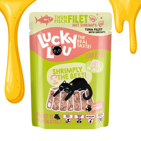 Lucky Lou Extra Food Tuńczyk i Krewetki w Galaretce 70g filetówka dla kota