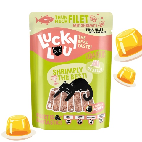 Lucky Lou Extra Food Tuńczyk i Krewetki w Galaretce 70g filetówka dla kota