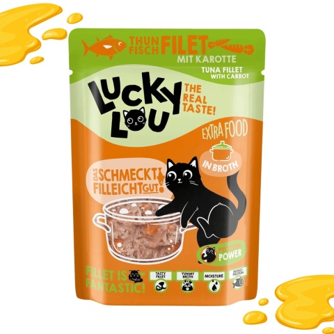 Lucky Lou Extra Food Tuńczyk i Marchewka w Bulionie 70g filetówka dla kota