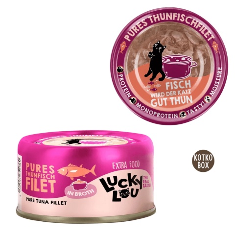 Lucky Lou Extrafood Tuńczyk w Bulionie 70 g – karma uzupełniająca dla kota