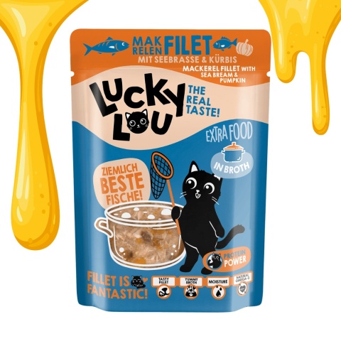 Lucky Lou Extrafood Makrela z Doradą i Dynią w Bulionie dla kota saszetka 70g
