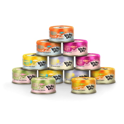 Lucky Lou Extra Food Broth Mix 12 × 70 g uzupełniająca karma dla kota filety w bulionie