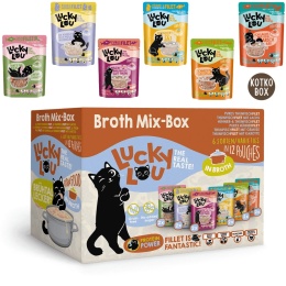 Lucky Lou Extrafood Broth Mix Box 12 × 70 g – multipack karm uzupełniających dla kota