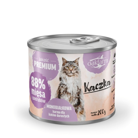 Oakfarm Kaczka 200g monobiałkowa karma mokra dla kota
