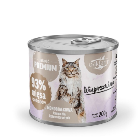 Oakfarm Wieprzowina 200g monobiałkowa karma mokra dla kota