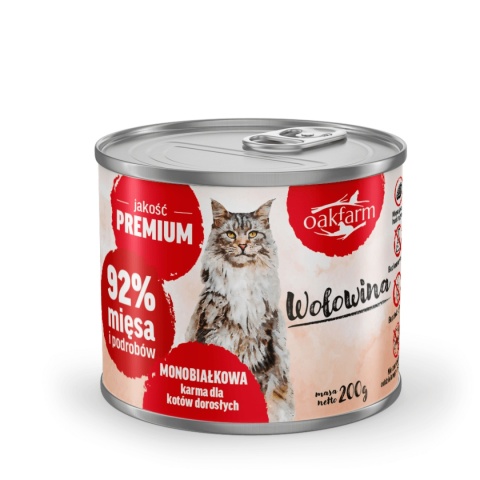 Oakfarm Wołowina 200g monobiałkowa karma mokra dla kota