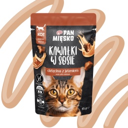 Pan Mięsko kawałki w sosie cielęcina z jeleniem pełnoporcjowa karma mokra dla dorosłego kota 85g