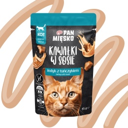 Pan Mięsko kawałki w sosie indyk z tuńczykiem pełnoporcjowa karma mokra dla dorosłego kota 85g