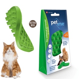 Pet+Me silikonowa szczotka zielona dla kotów długowłosych