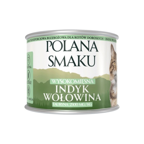 Polana Smaku Indyk i Wołowina pełnoporcjowa karma mokra dla kota 200g