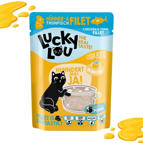 Lucky Lou Extra Food Kurczak i Tuńczyk w Bulionie 70g filetówka dla kota
