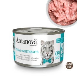 Amanova Tuńczyk i Białoryby w Bulionie 70 g – karma uzupełniająca dla kota