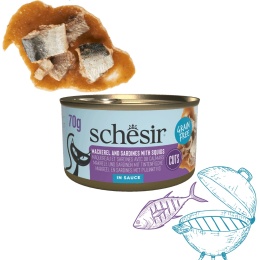 Schesir Cat Can Grill Sardynki i Makrela w Sosie dla kota 70g
