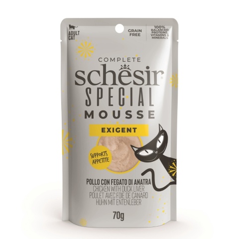 Schesir Special Mousse Exigent Kurczak z Kaczą Wątróbką 70g pełnoporcjowy mus dla wybrednego kota