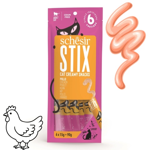 Schesir Stix Kurczak kremowy przysmak dla kota 6 saszetek po 15g