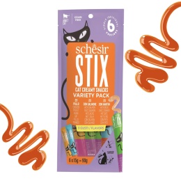 Schesir Stix Multipack Kurczak, Kaczka i Łosoś dla kota 6 × 15g