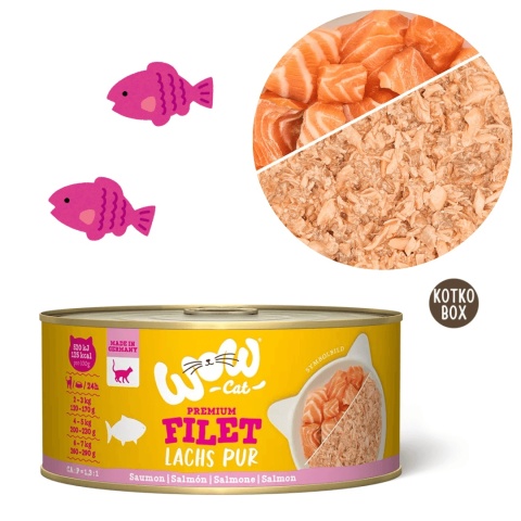 WOW CAT Filety z Łososia we Własnym Sosie 70 g – pełnoporcjowa karma dla kota
