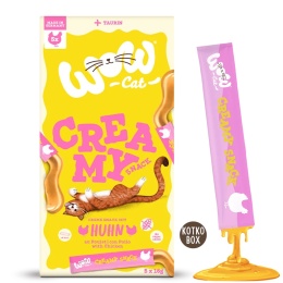 WOW CAT Kremowa Przekąska z Kurczakiem 5 × 15 g – kremowy przysmak dla kota