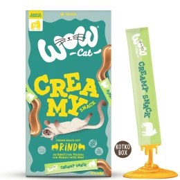 WOW CAT Kremowa Przekąska z Wołowiną 5 × 15 g – kremowy przysmak dla kota