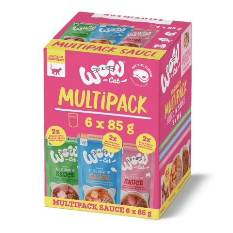 WOW CAT Multipack Filety w Sosie 6 × 85 g – pełnoporcjowa karma dla kota