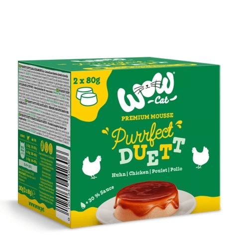 WOW CAT Purrfect Duett Huhn 2x80g aksamitny mus z kurczaka z sosem dla kota