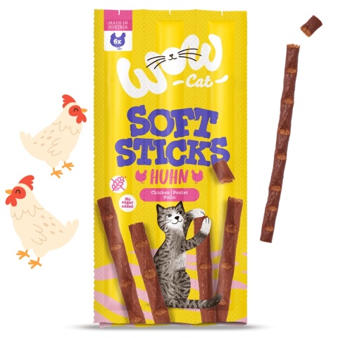 WOW CAT Soft Sticks Kurczak miękkie patyczki przysmaki dla kota 6 × 5g