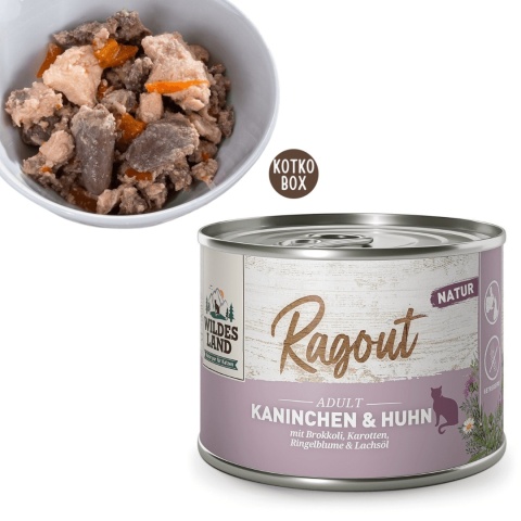 Wildes Land Cat Ragout Królik z Kurczakiem 180 g – gulasz dla kota z kawałkami mięsa