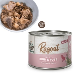 Wildes Land Cat Ragout Wołowina z Indykiem 180 g – gulasz dla kota z kawałkami mięsa