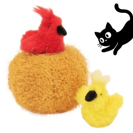 ZippyClaws pluszowe gniazdko z dwoma ptaszkami interaktywna zabawka dla kota