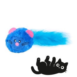 ZippyClaws Bushy Throw Mysz - puszysta zabawka dla kota z kocimiętką i piórkowym ogonem